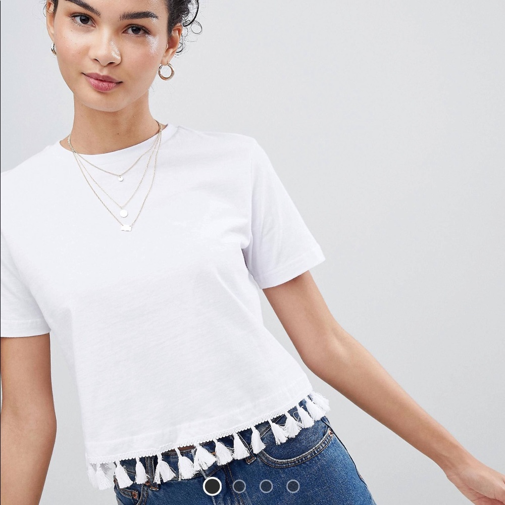 White crop top with tassel detail from ASOS